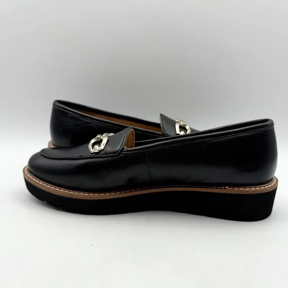 Naturalizer Womens Adiline-Bit Flat Loafers US 6 Wide EU 36 Black Leather EUC